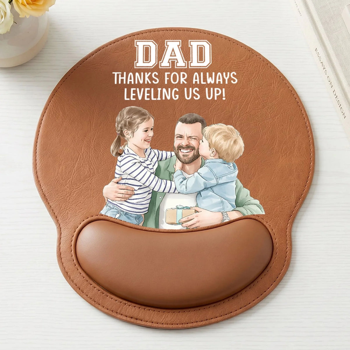 Leveling Me Up - Personalized Leather Mouse Pad