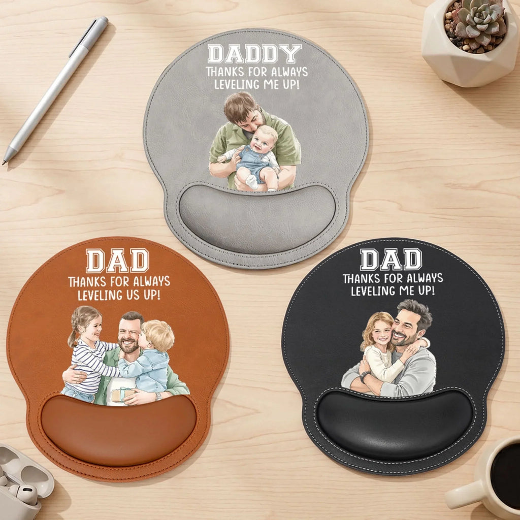 Leveling Me Up - Personalized Leather Mouse Pad