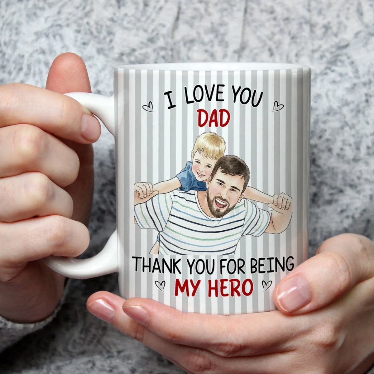 Custom Photo Father's Day, Special Gift for Dad & Grandpa • Thanks Dad For Being Our Hero - Personalized Coffee Mug