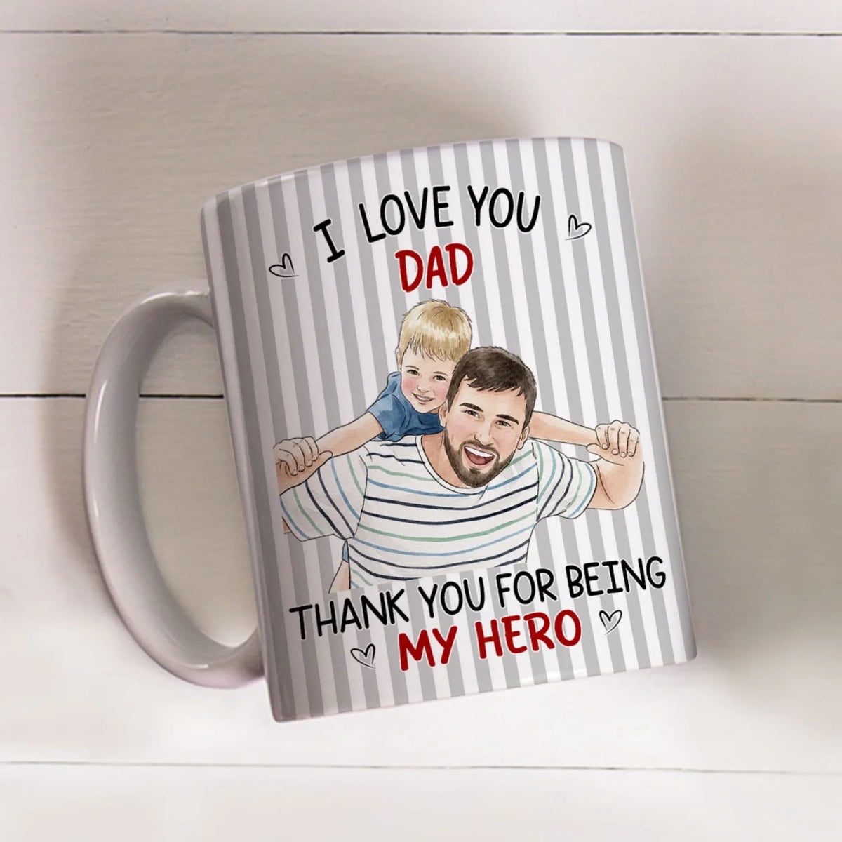 Custom Photo Father's Day, Special Gift for Dad & Grandpa • Thanks Dad For Being Our Hero - Personalized Coffee Mug
