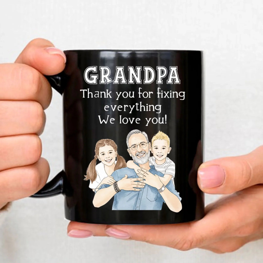 Custom Photo Father's Day, Special Gift for Dad & Grandpa • Thanks For Fixing It All - Personalized Coffee Mug