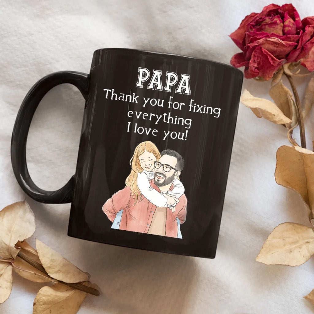 Custom Photo Father's Day, Special Gift for Dad & Grandpa • Thanks For Fixing It All - Personalized Coffee Mug