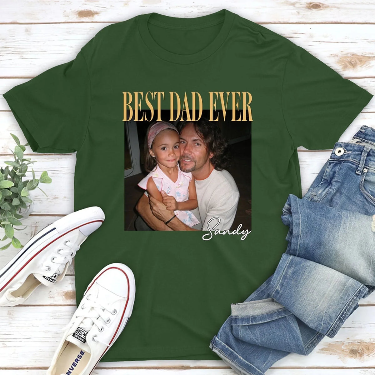 Custom Photo Father's Day, Special Gift for Dad & Grandpa • Vintage Style Best Dad Ever - Personalized Shirt