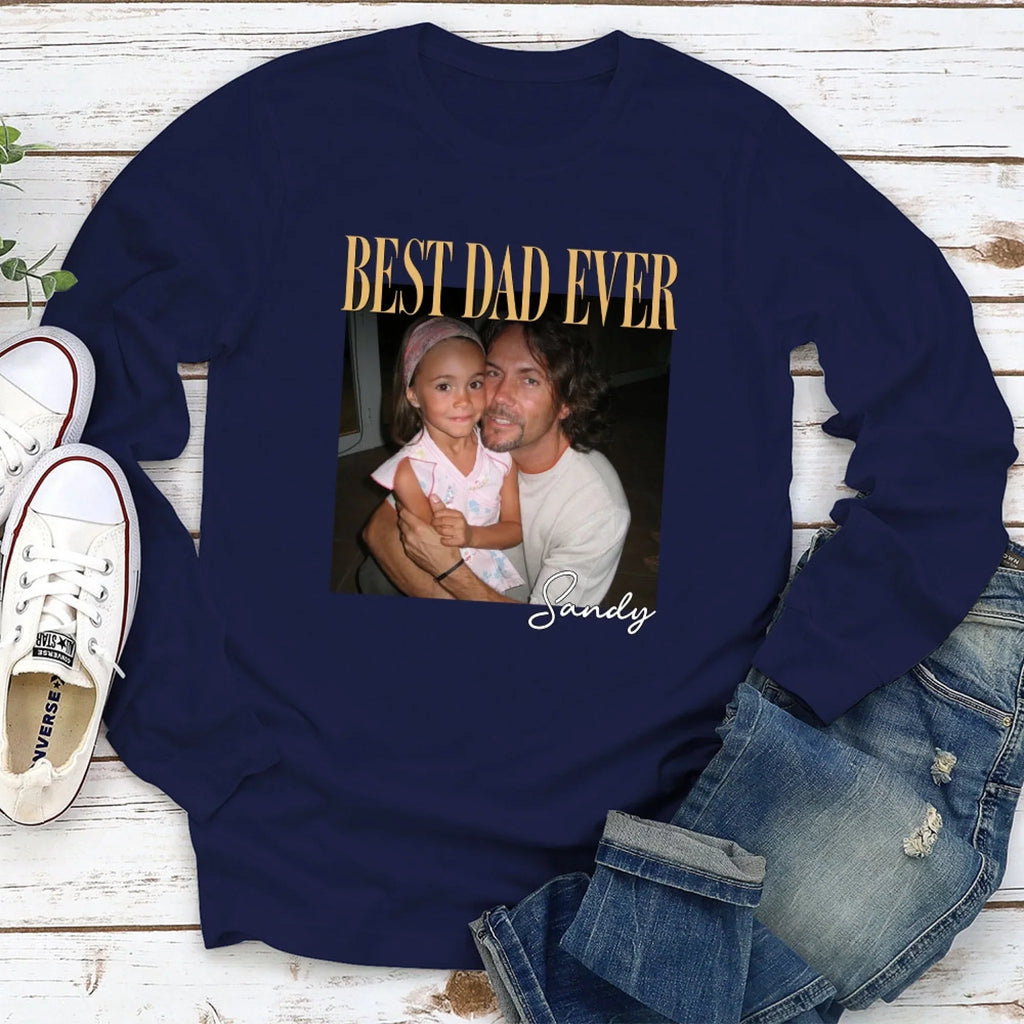 Custom Photo Father's Day, Special Gift for Dad & Grandpa • Vintage Style Best Dad Ever - Personalized Shirt