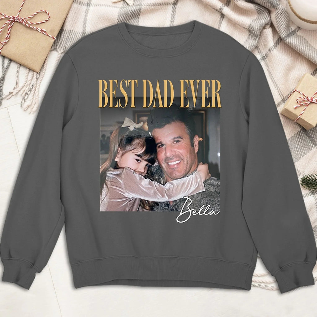 Custom Photo Father's Day, Special Gift for Dad & Grandpa • Vintage Style Best Dad Ever - Personalized Shirt