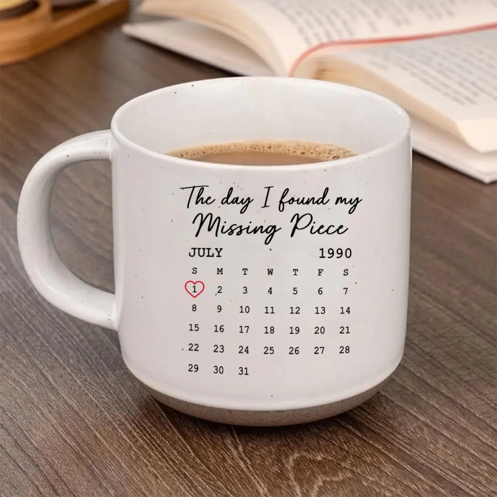 Custom Photo Anniversary Keepsake Gifts For Couple • The Day I Found My Missing Piece - Personalized Pottery Mug