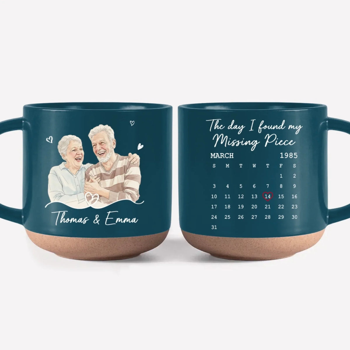 Custom Photo Anniversary Keepsake Gifts For Couple • The Day I Found My Missing Piece - Personalized Pottery Mug