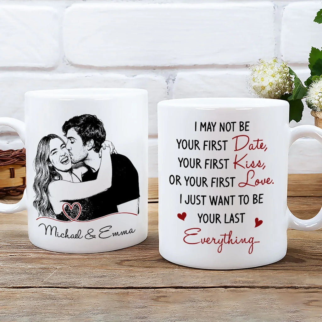 Custom Photo Anniversary Keepsake Gifts For Couple • You Are My Last Everything Sketch - Personalized Coffee Mug