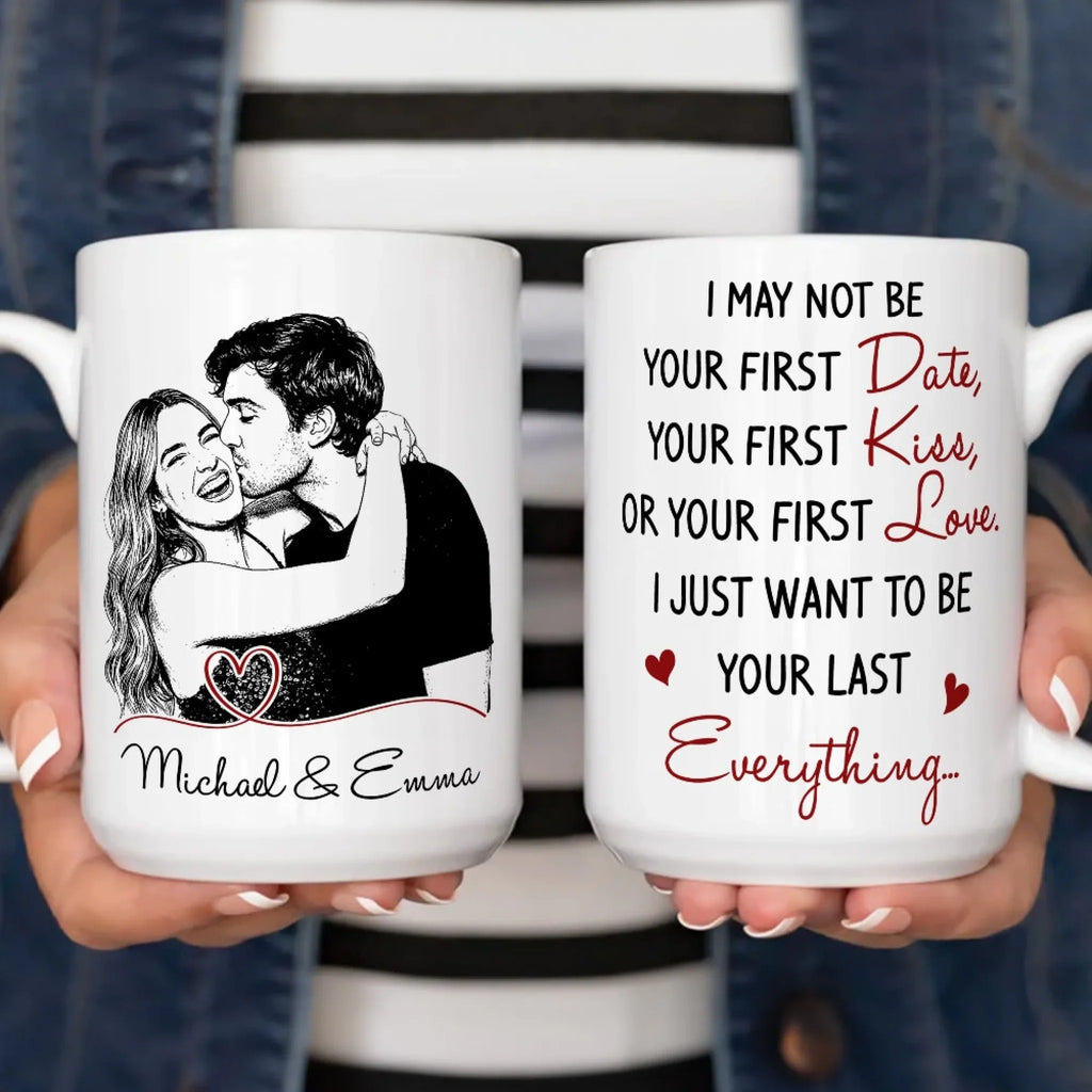 Custom Photo Anniversary Keepsake Gifts For Couple • You Are My Last Everything Sketch - Personalized Coffee Mug