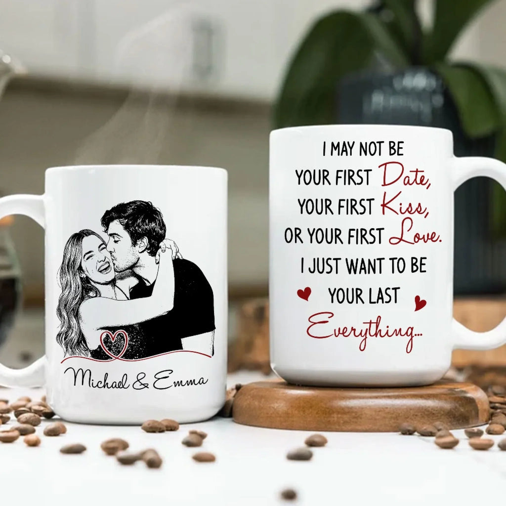 Custom Photo Anniversary Keepsake Gifts For Couple • You Are My Last Everything Sketch - Personalized Coffee Mug