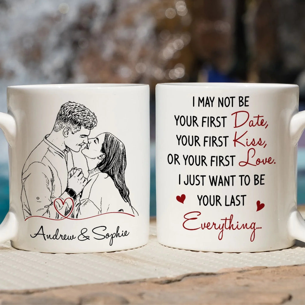 Custom Photo Anniversary Keepsake Gifts For Couple • You Are My Last Everything Sketch - Personalized Coffee Mug