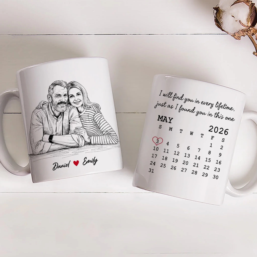 Custom Photo Anniversary Keepsake Gifts For Couple • Find You In Every Lifetime - Personalized Coffee Mug
