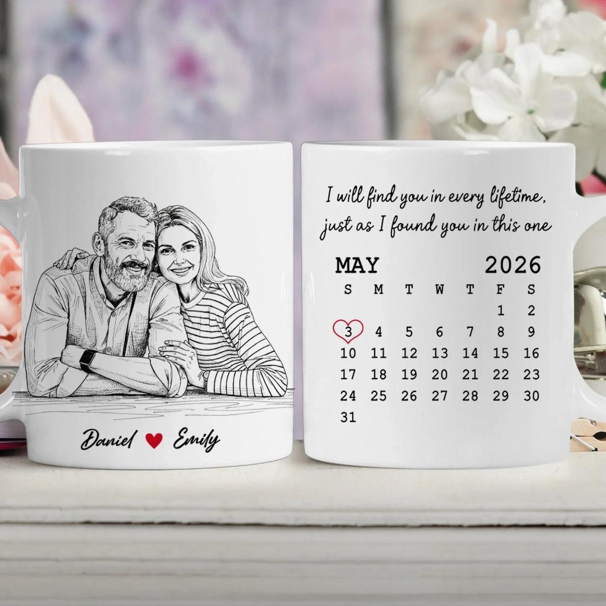 Custom Photo Anniversary Keepsake Gifts For Couple • Find You In Every Lifetime - Personalized Coffee Mug