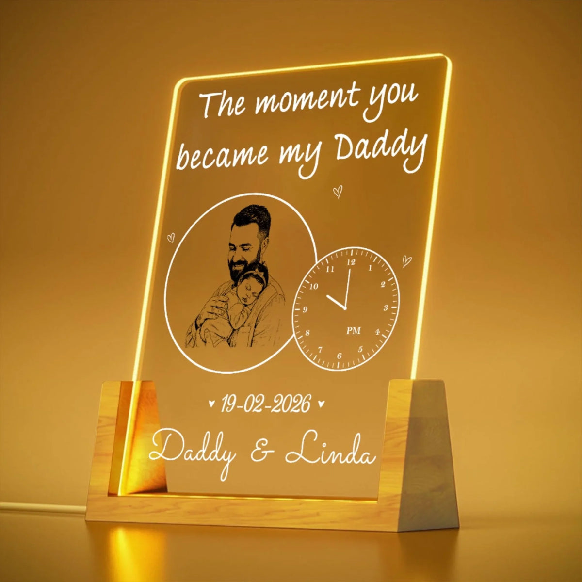 Custom Photo First Father's Day Gift for New Dads • Daddy From That Moment 2 - Personalized Night Light