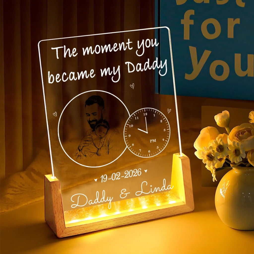 Custom Photo First Father's Day Gift for New Dads • Daddy From That Moment 2 - Personalized Night Light