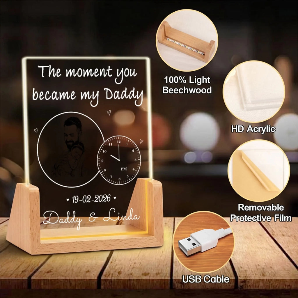 Custom Photo First Father's Day Gift for New Dads • Daddy From That Moment 2 - Personalized Night Light