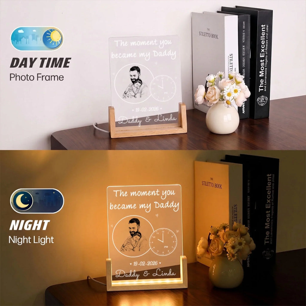 Custom Photo First Father's Day Gift for New Dads • Daddy From That Moment 2 - Personalized Night Light