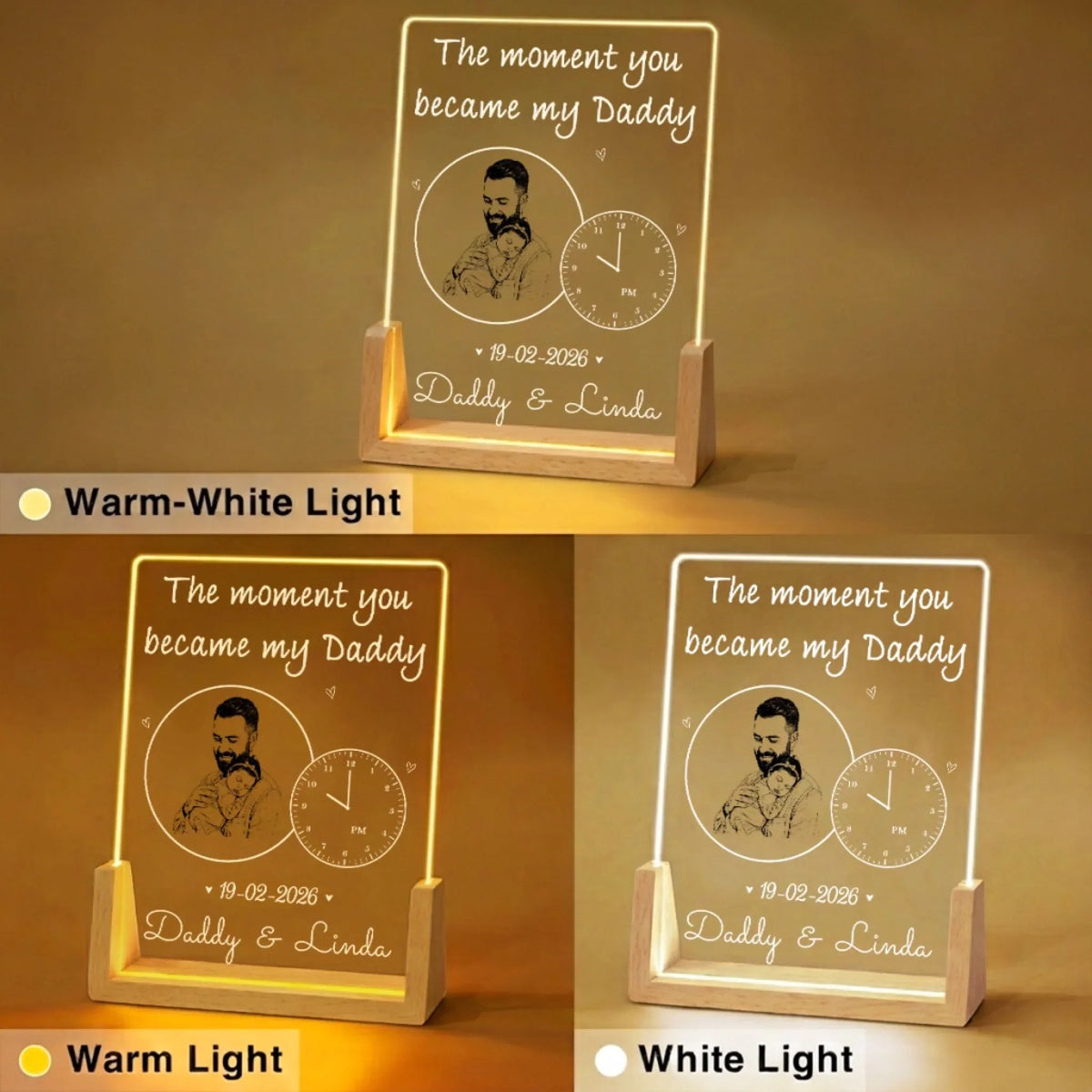 Custom Photo First Father's Day Gift for New Dads • Daddy From That Moment 2 - Personalized Night Light