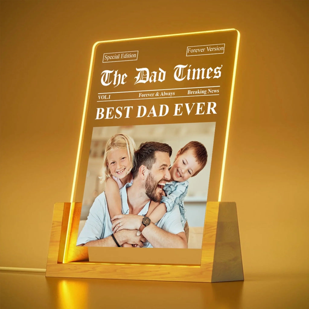 Custom Photo Father's Day Gift for Dad Grandpa • The Dad Times 2 - Personalized Night Light