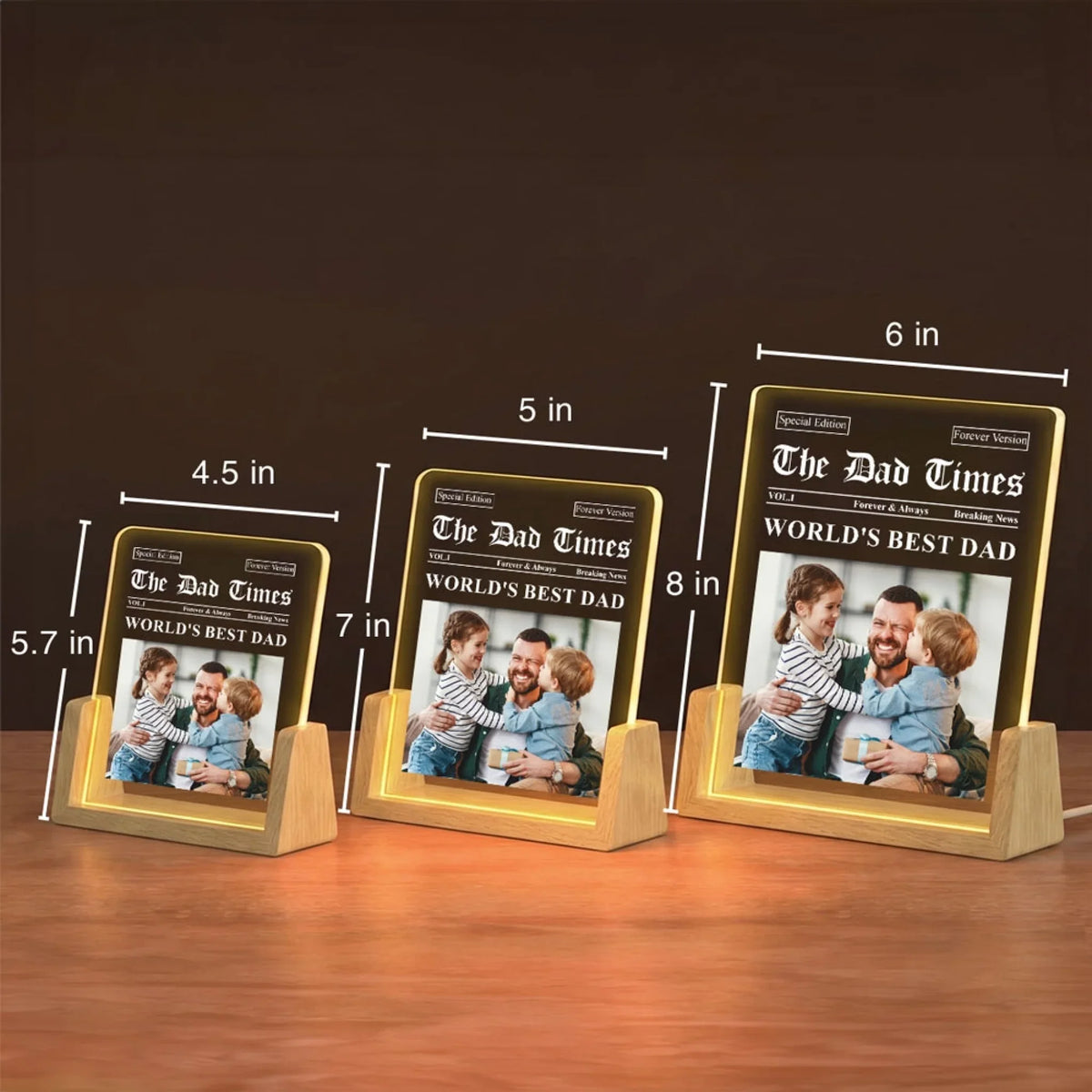 Custom Photo Father's Day Gift for Dad Grandpa • The Dad Times 2 - Personalized Night Light