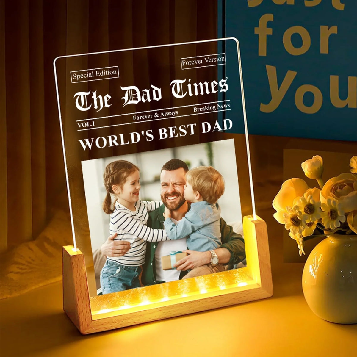 Custom Photo Father's Day Gift for Dad Grandpa • The Dad Times 2 - Personalized Night Light