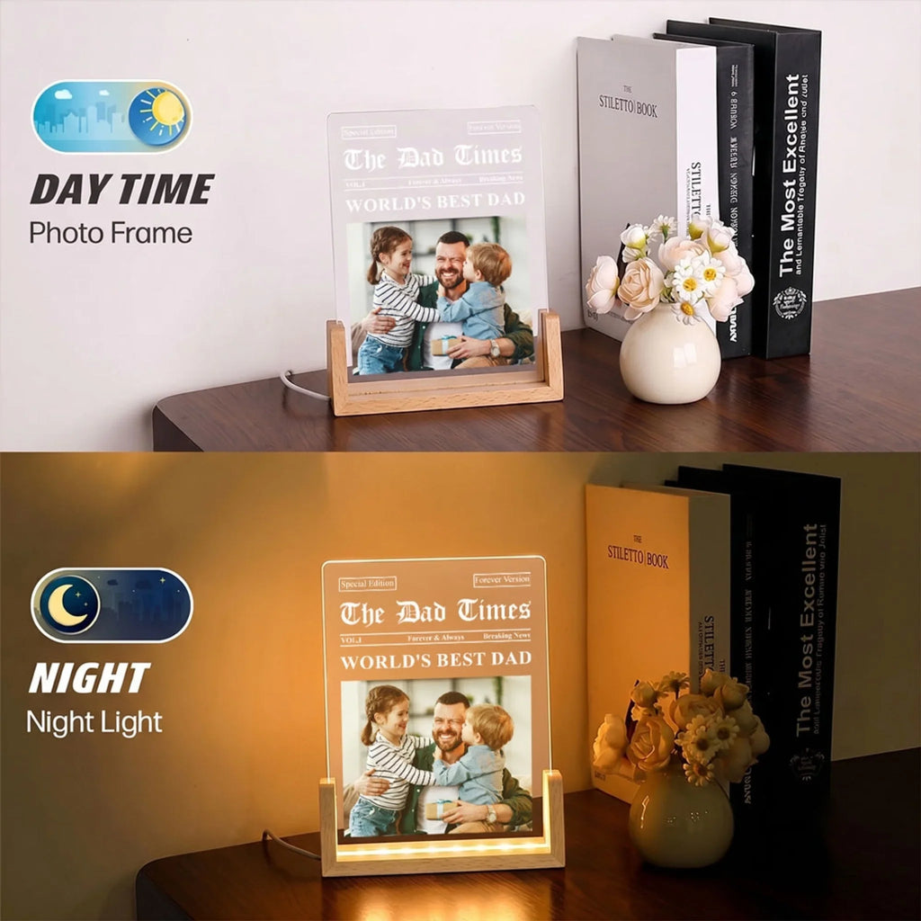 Custom Photo Father's Day Gift for Dad Grandpa • The Dad Times 2 - Personalized Night Light