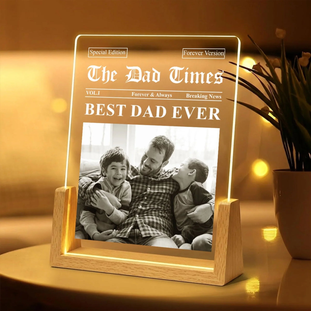 Custom Photo Father's Day Gift for Dad Grandpa • The Dad Times 2 - Personalized Night Light