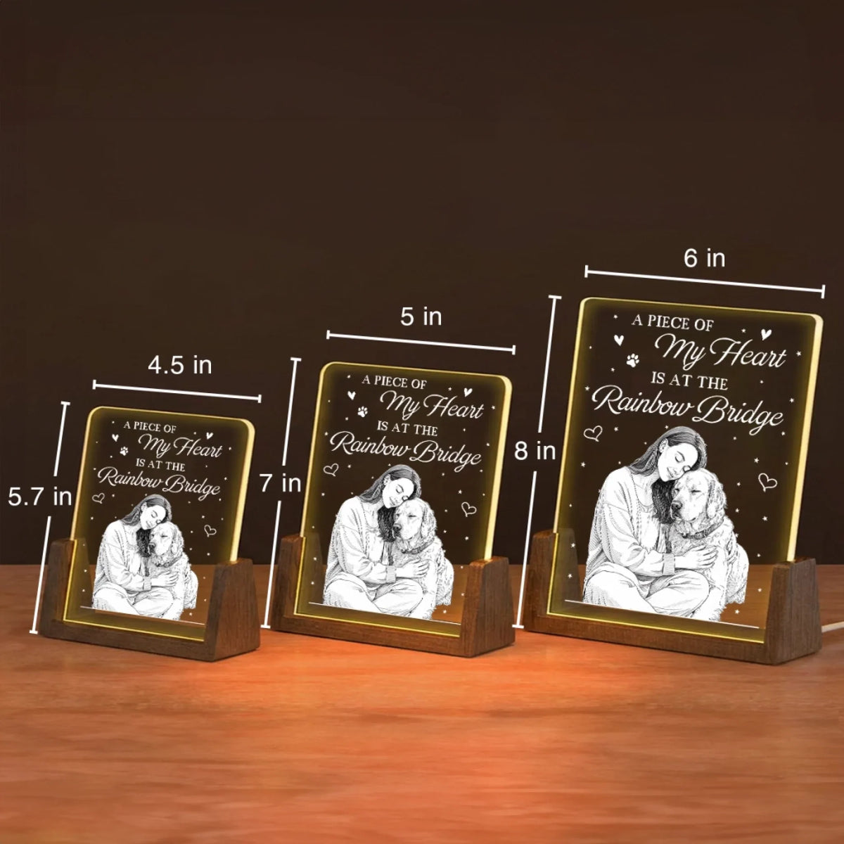 Custom Photo Led Light Gift, Family Keepsake • A Piece of My Heart Is At The Rainbow - Personalized Night Light
