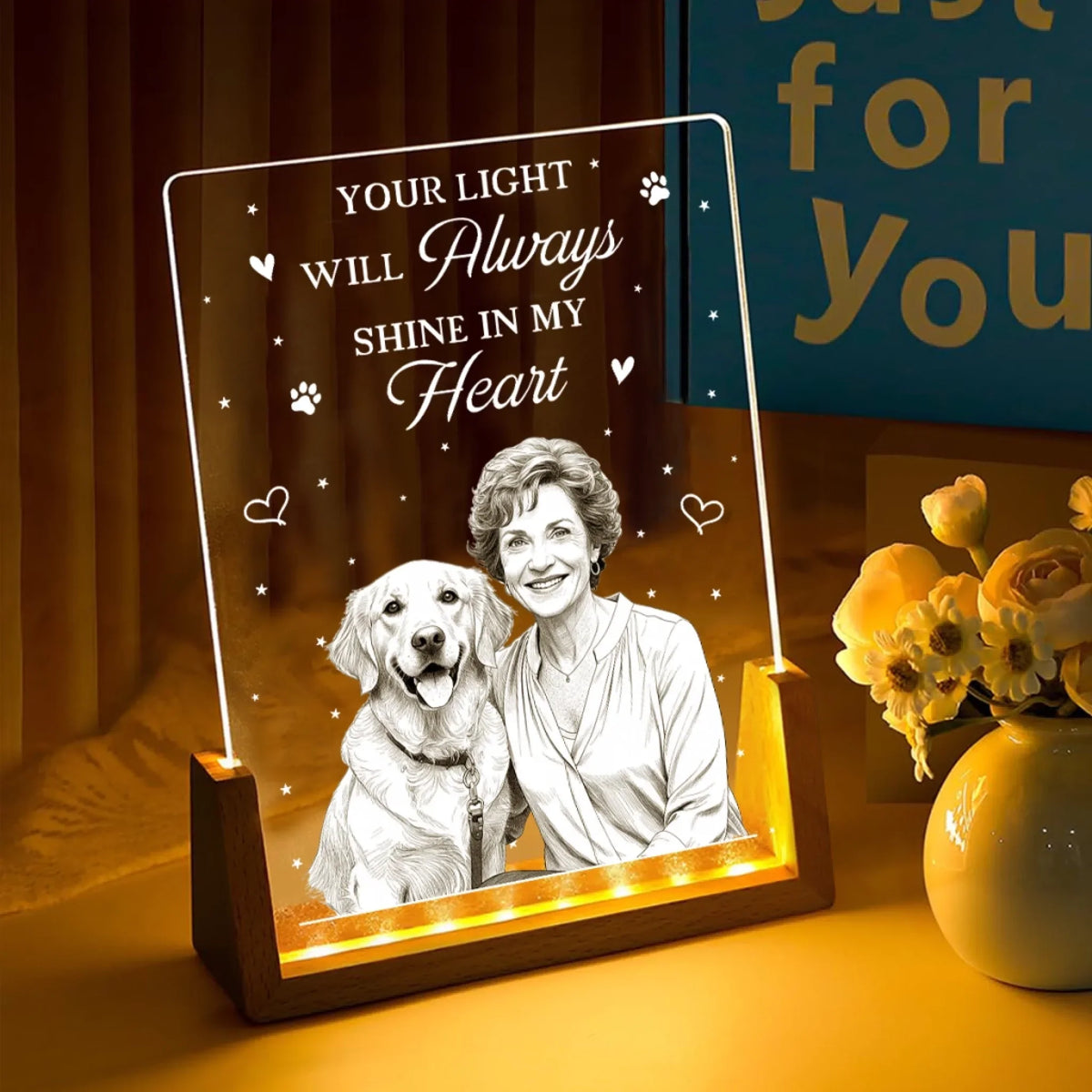 Custom Photo Led Light Gift, Family Keepsake • A Piece of My Heart Is At The Rainbow - Personalized Night Light