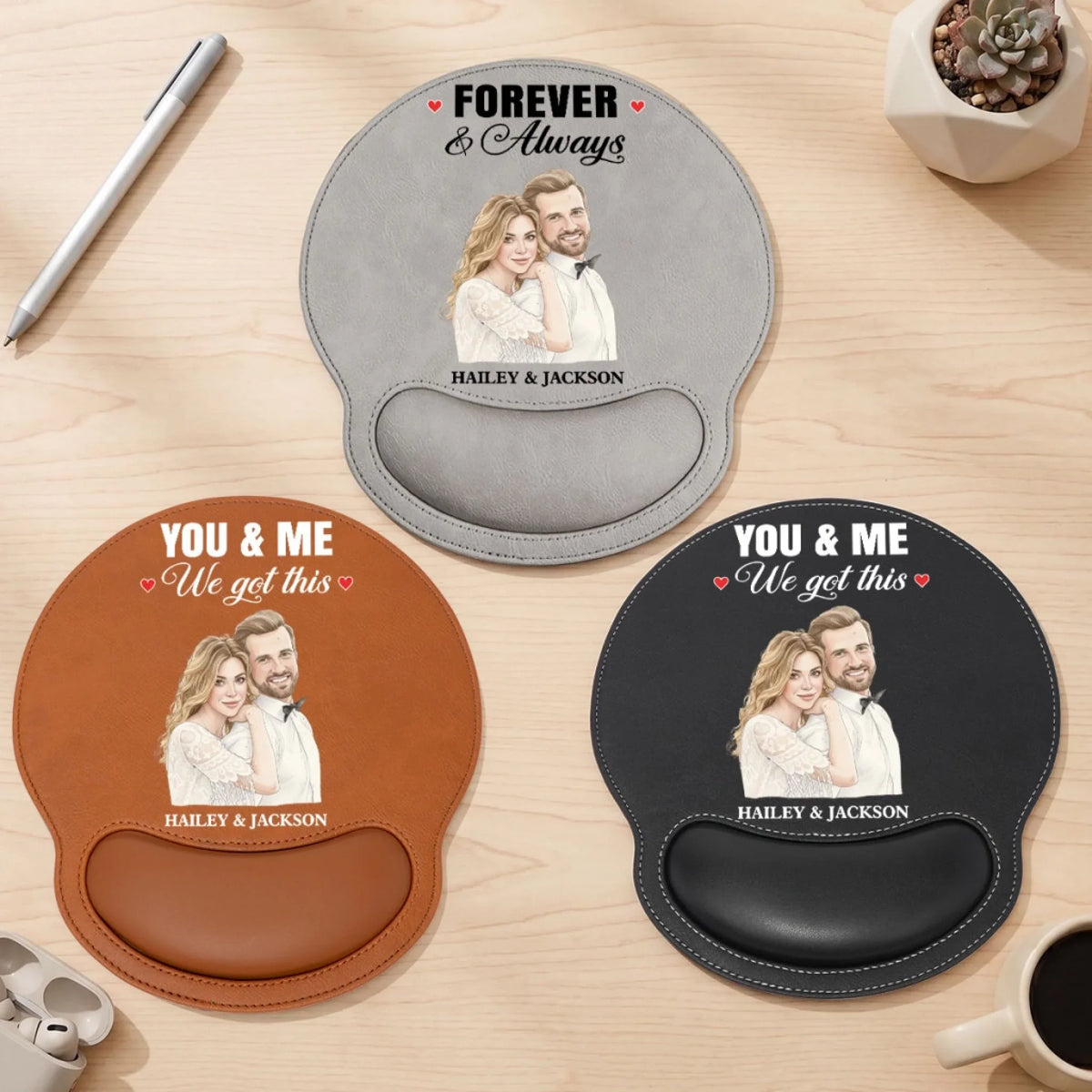 You And Me We Got This - Personalized Leather Mouse Pad