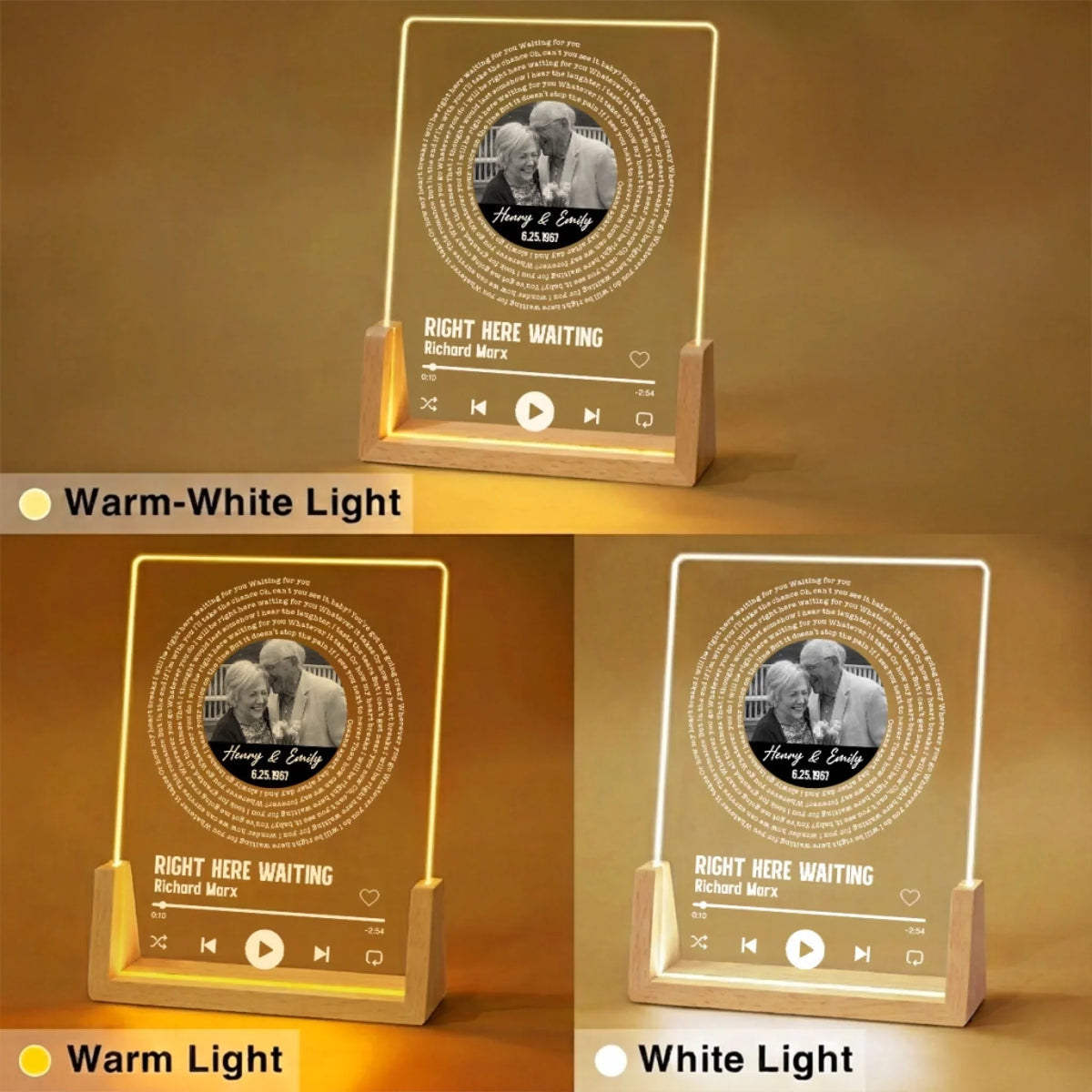 Custom Photo Anniversary, Wedding, Christmas Gift For Husband, Him• Anniversary Song Lyrics - Personalized Night Light