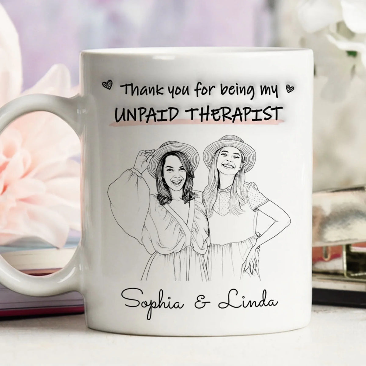 Custom Photo Christmas & Birthday Gift for Brother & Sister • Unpaid Therapist Sketch - Personalized 3D Inflated Effect Mug