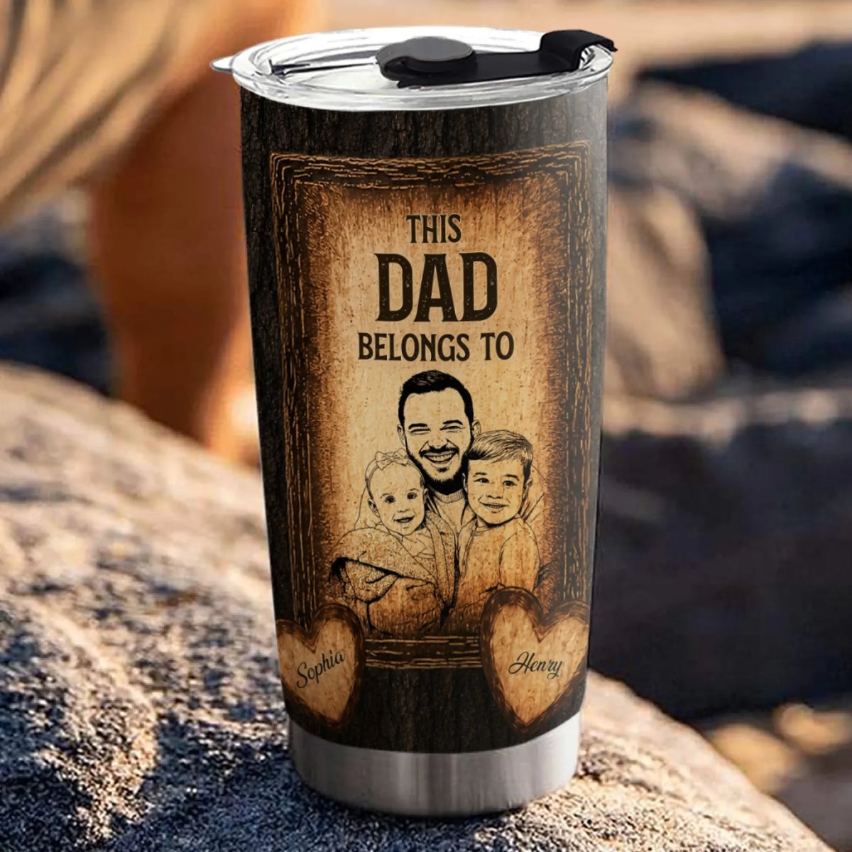 Custom Photo Father's Day Birthday Gifts For Dad • Built With Dad Love - Personalized Tumbler