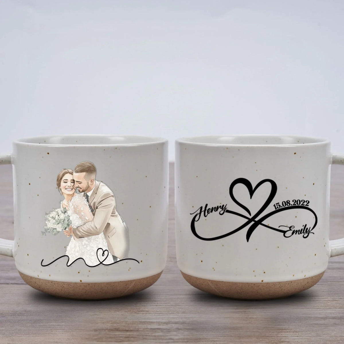 Custom Photo Anniversary Keepsake Gifts For Couple • First Kiss Forever Sips - Personalized Pottery Mug