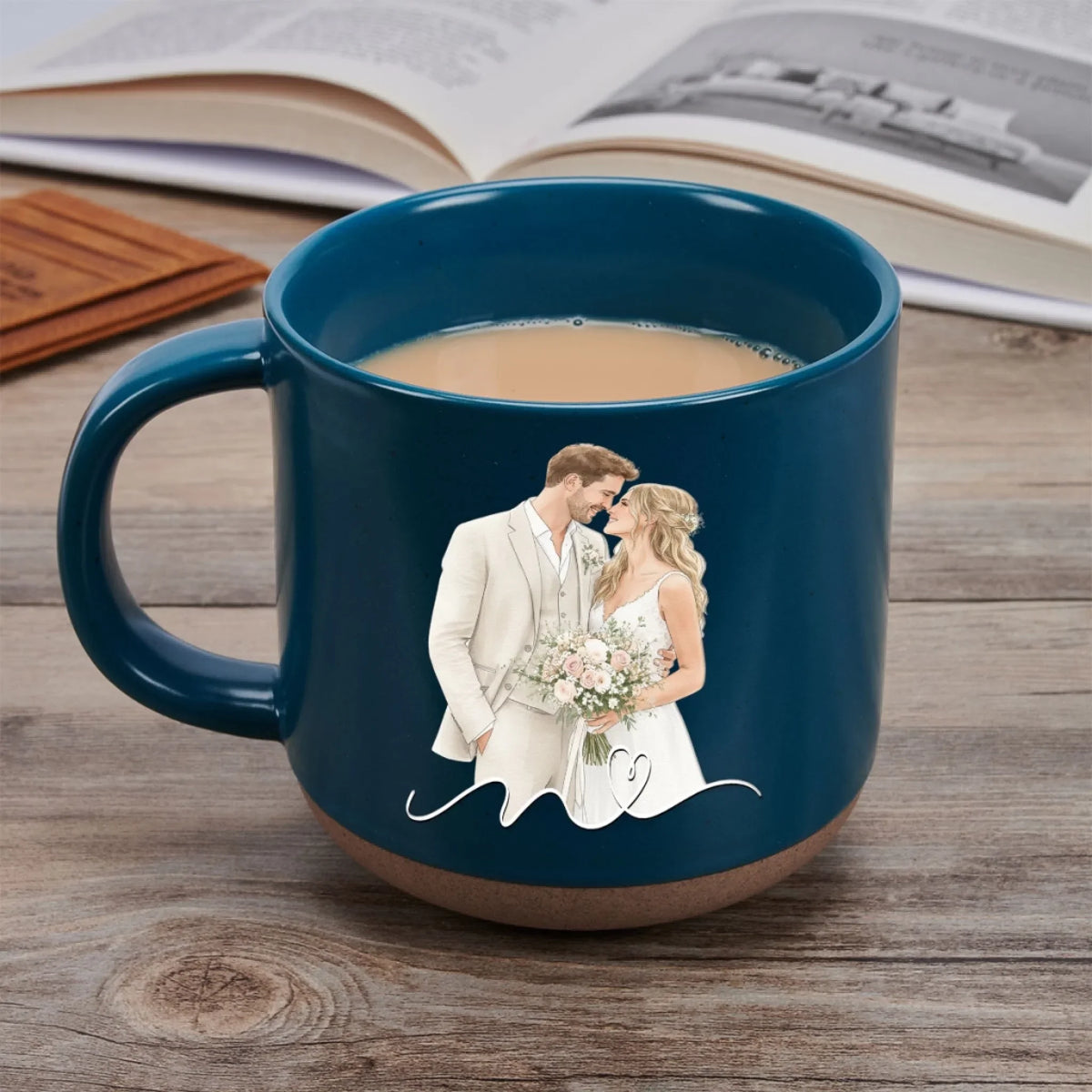 Custom Photo Anniversary Keepsake Gifts For Couple • First Kiss Forever Sips - Personalized Pottery Mug