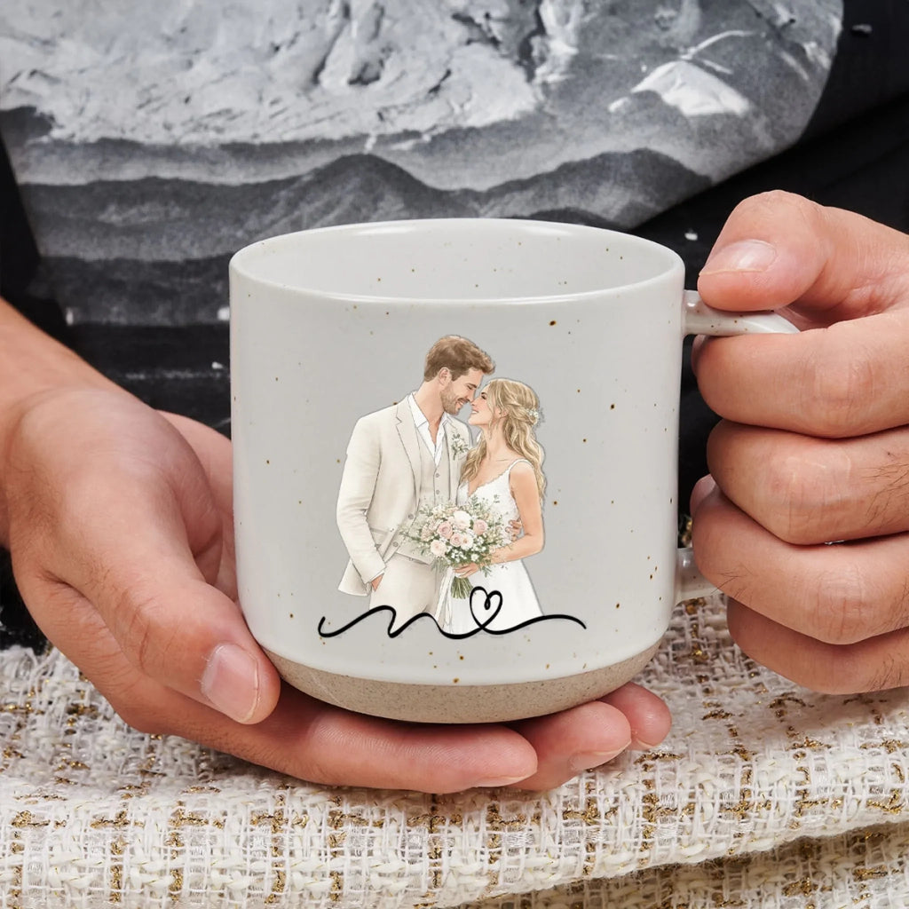 Custom Photo Anniversary Keepsake Gifts For Couple • First Kiss Forever Sips - Personalized Pottery Mug