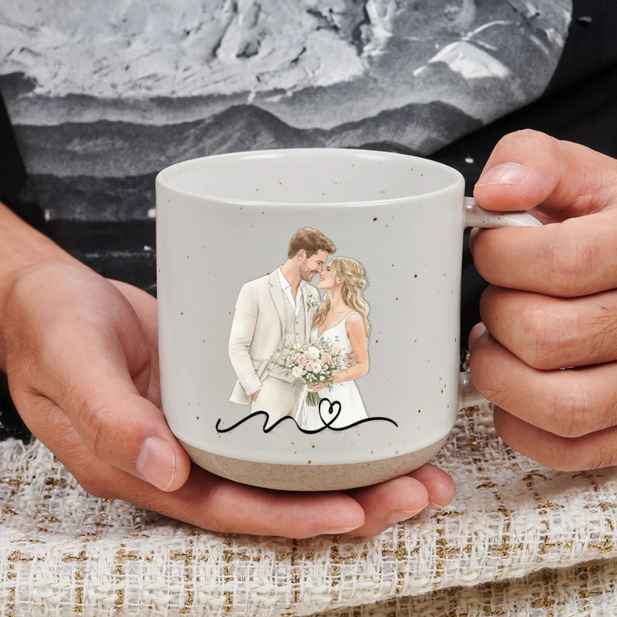 Custom Photo Anniversary Keepsake Gifts For Couple • First Kiss Forever Sips - Personalized Pottery Mug