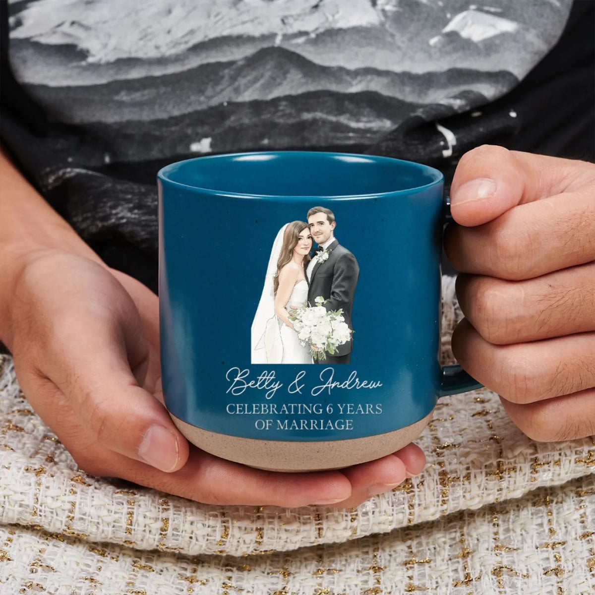 Custom Photo Anniversary Keepsake Gifts For Couple • Journey Together - Personalized Pottery Mug