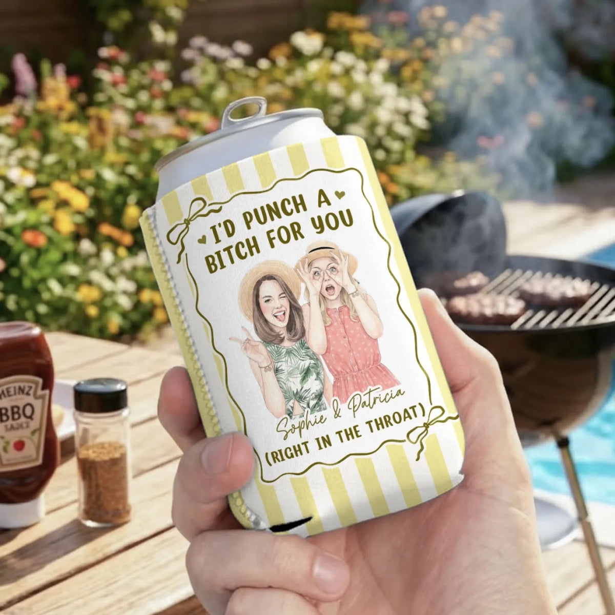 I Would Punch A Bitch For You - Personalized Skinny Can Cooler