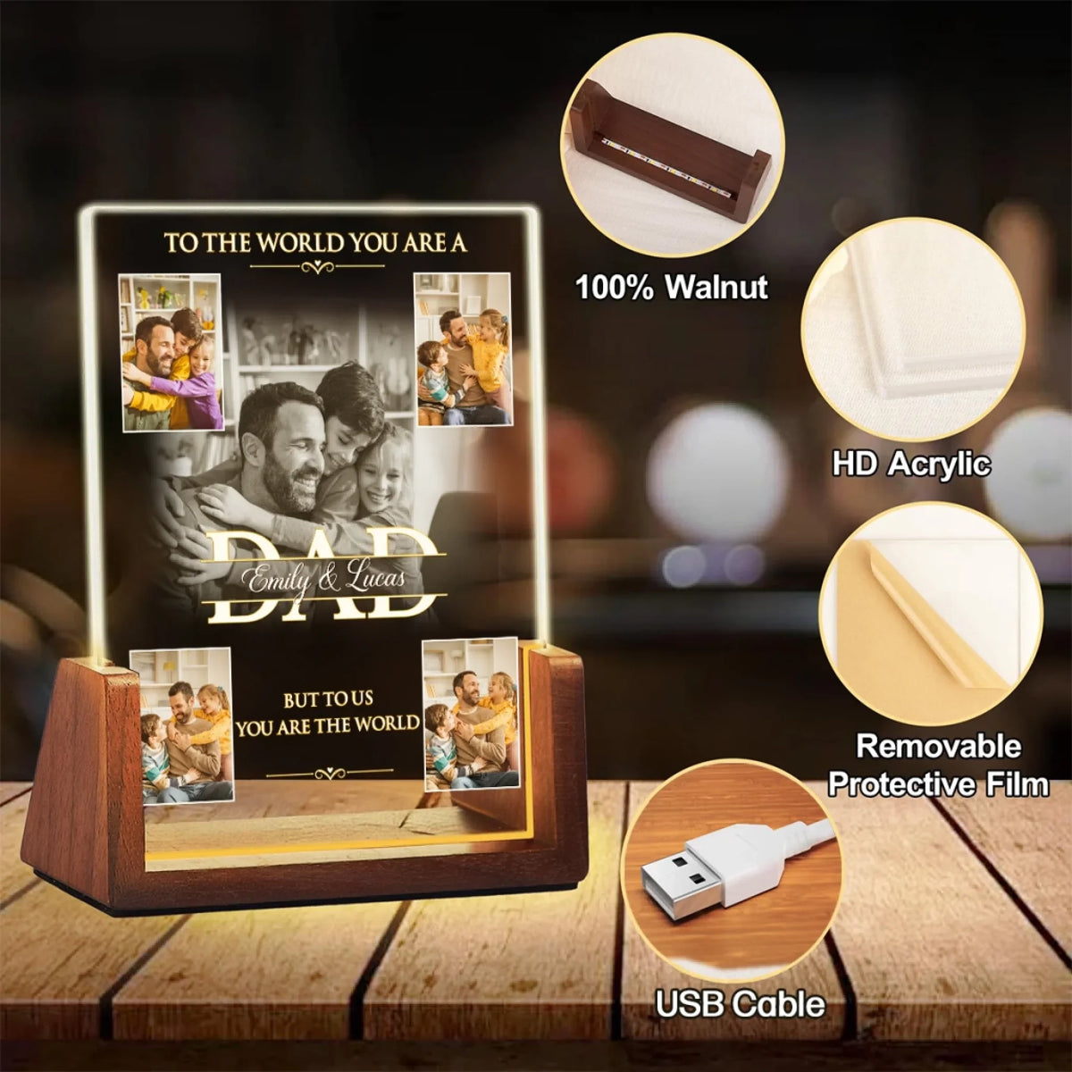 Custom Photo Father's Day Gift for Dad Grandpa • Favorite Memories With Dad - Personalized Night Light