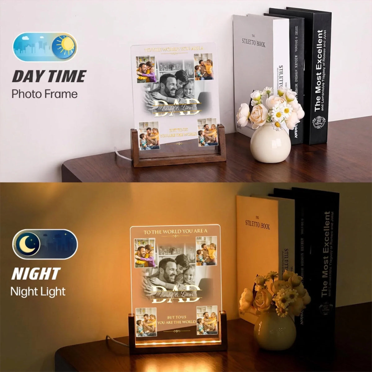 Custom Photo Father's Day Gift for Dad Grandpa • Favorite Memories With Dad - Personalized Night Light