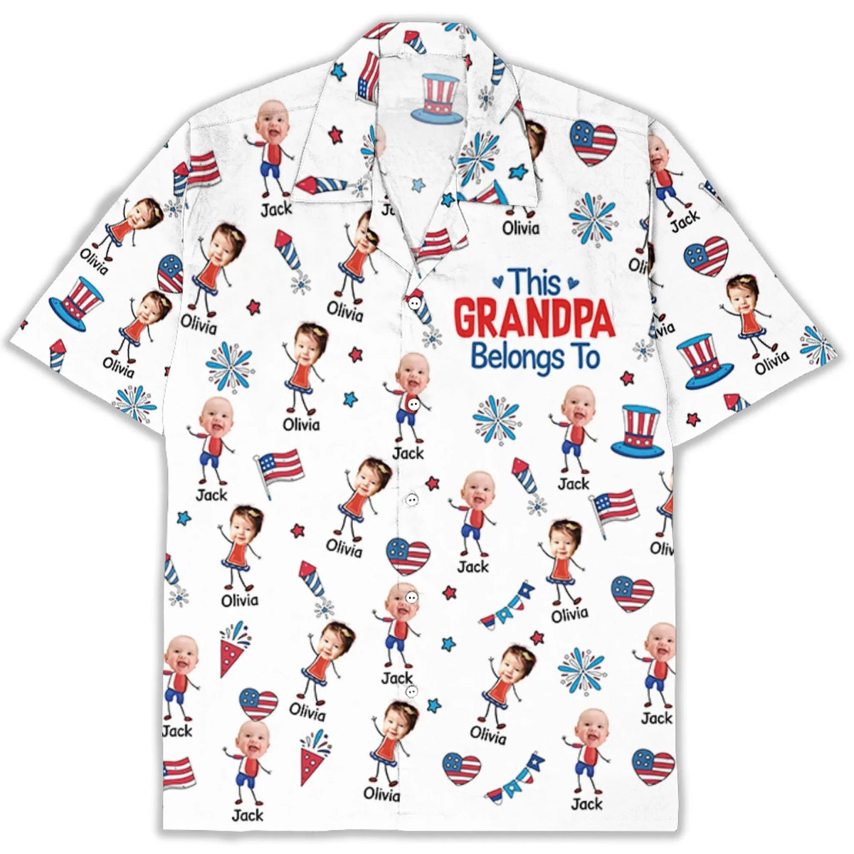 Papa American Photo - Personalized Hawaiian Shirt