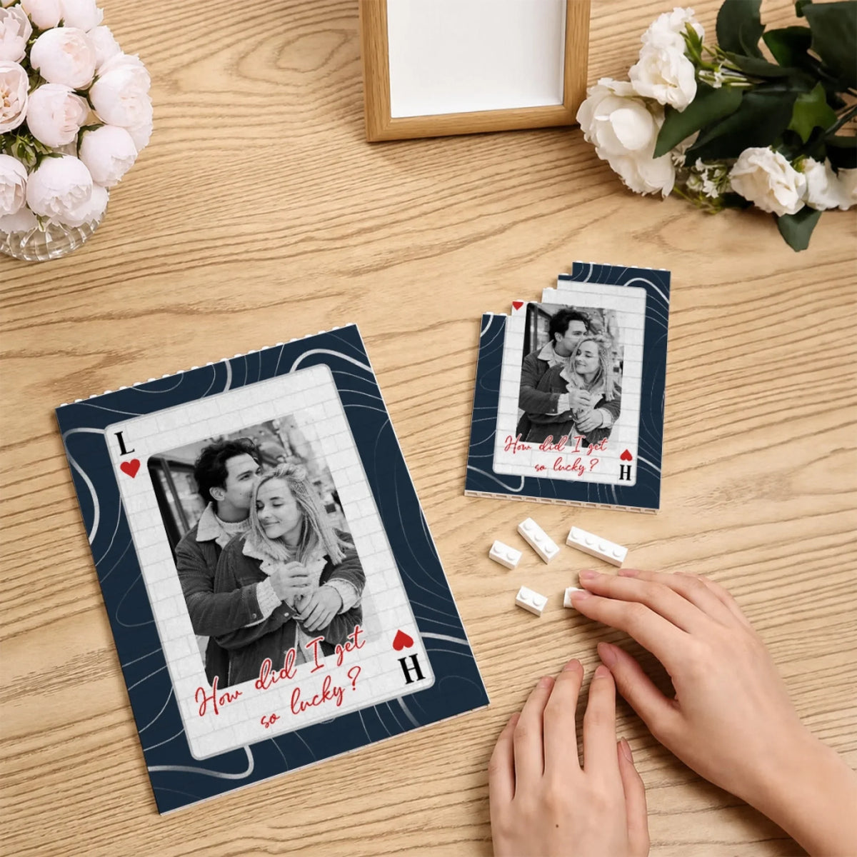Lucky To Love You - Personalized Rectangle Building Brick Blocks