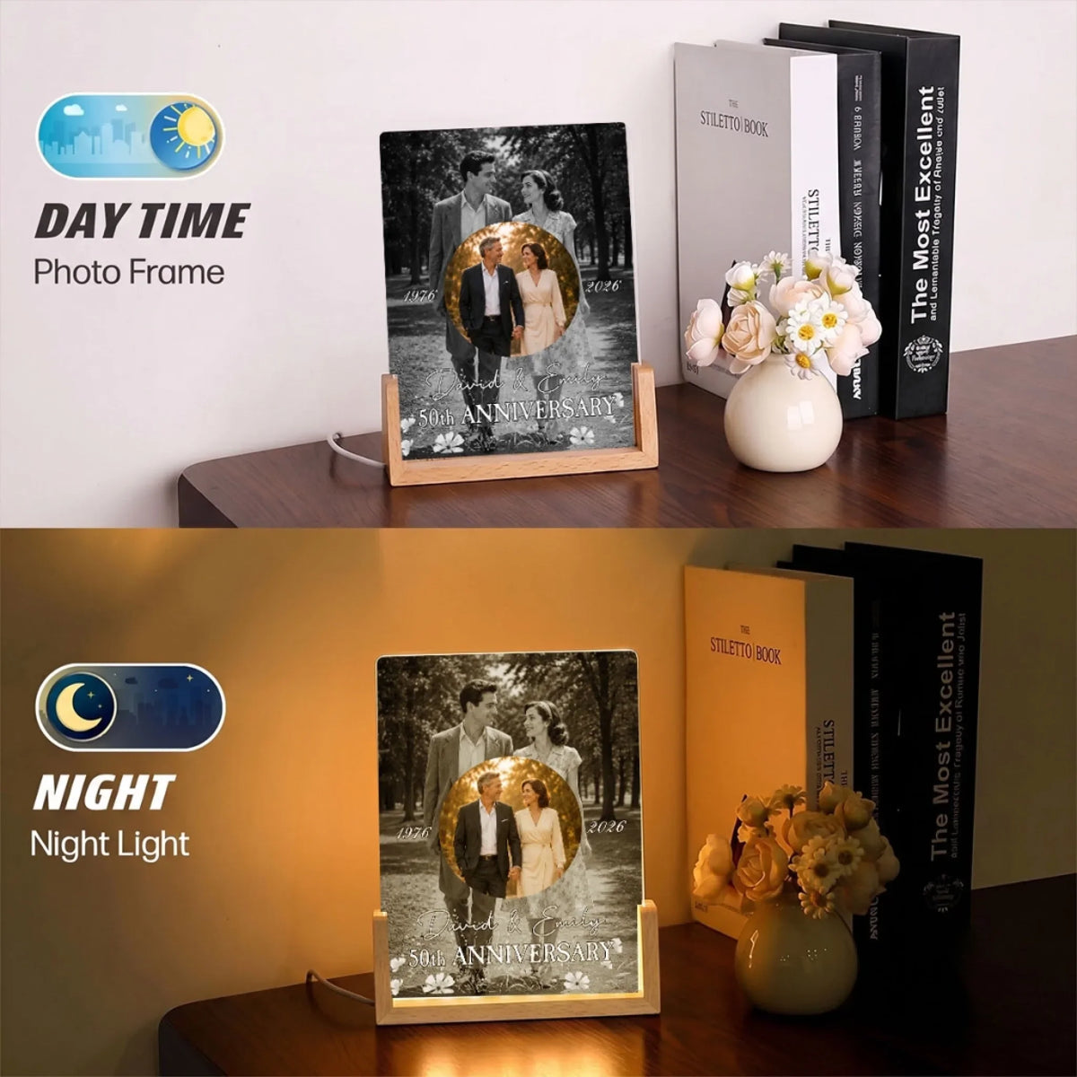 Custom Photo Anniversary, Wedding, Christmas Gift For Husband, Him• Anniversary Gift - Personalized Night Light