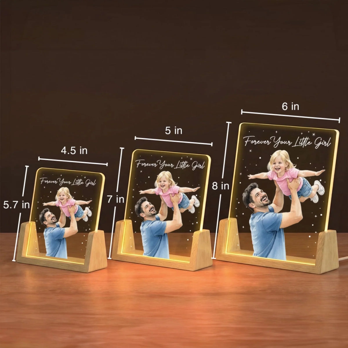 Custom Photo Father's Day Gift for Dad Grandpa • Forever Your Little Girl 2 - Personalized Night Light