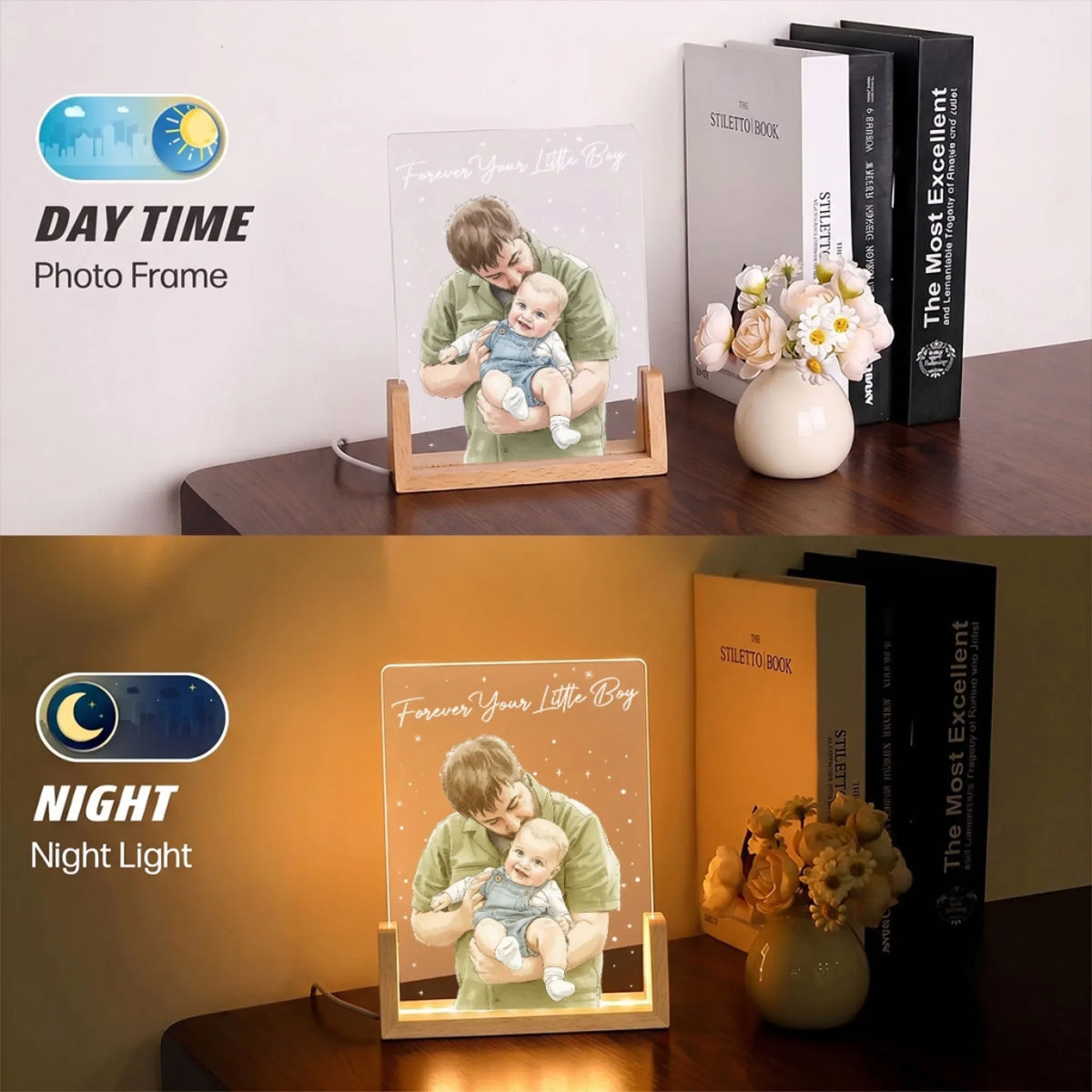 Custom Photo Father's Day Gift for Dad Grandpa • Forever Your Little Girl 2 - Personalized Night Light