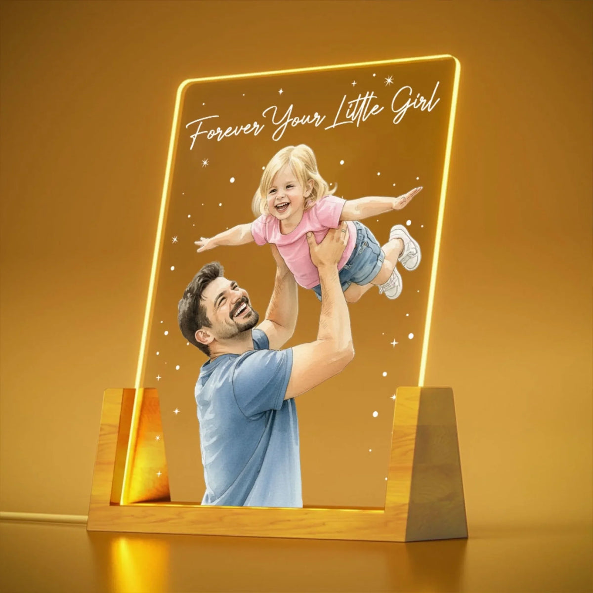 Custom Photo Father's Day Gift for Dad Grandpa • Forever Your Little Girl 2 - Personalized Night Light