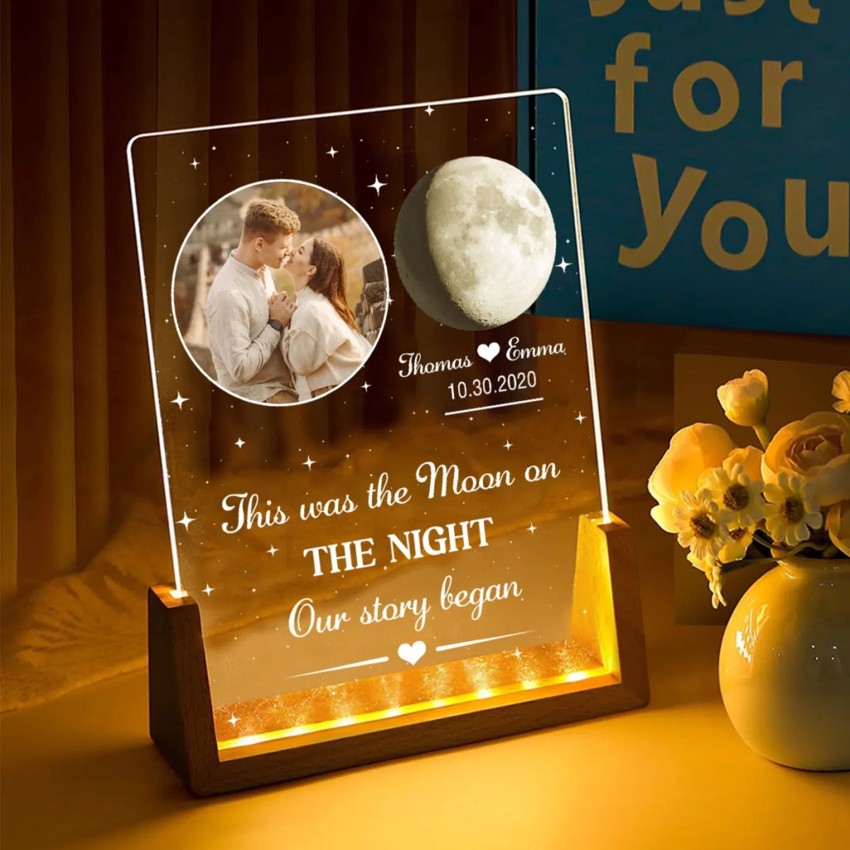 Custom Photo Couple Gift for Anniversary, Valentine's Day, Christmas • Our Love - Personalized Night Light