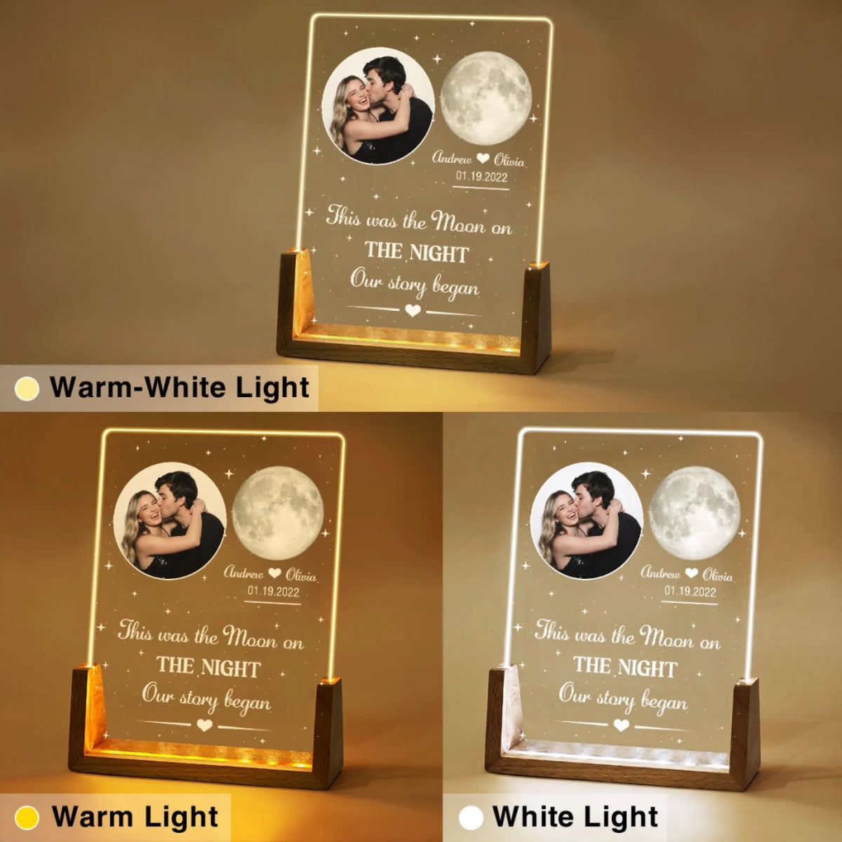 Custom Photo Couple Gift for Anniversary, Valentine's Day, Christmas • Our Love - Personalized Night Light