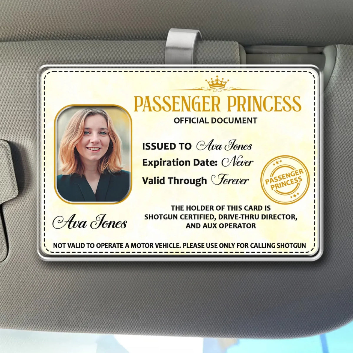 Passenger Princess - Personalized Acrylic Car Visor Clip